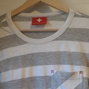 Andrew Christian Gray and White Striped Tee